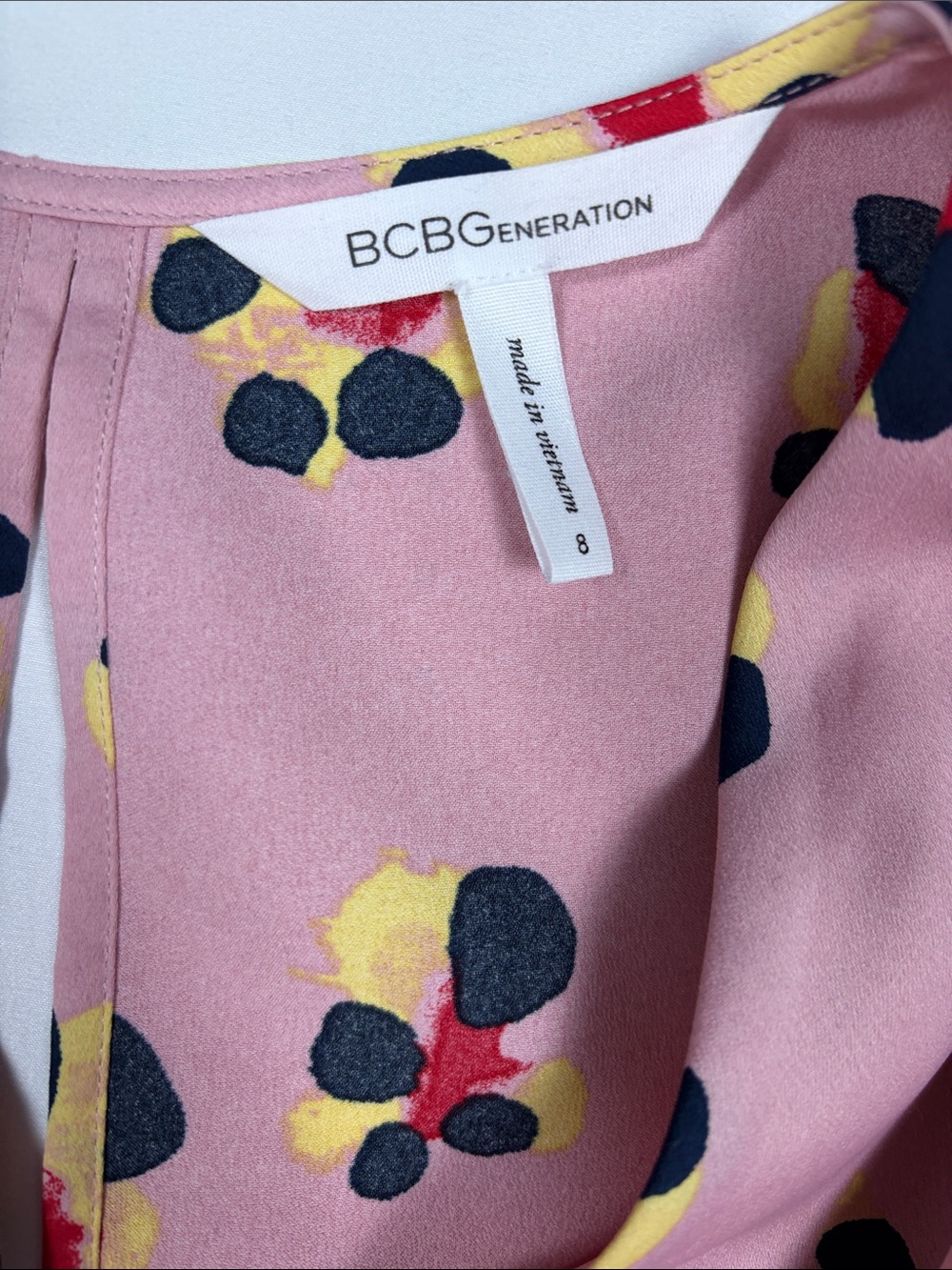 BCBGeneration Pink Floral-Spot Twist-Front Dress - Picture 2 of 10